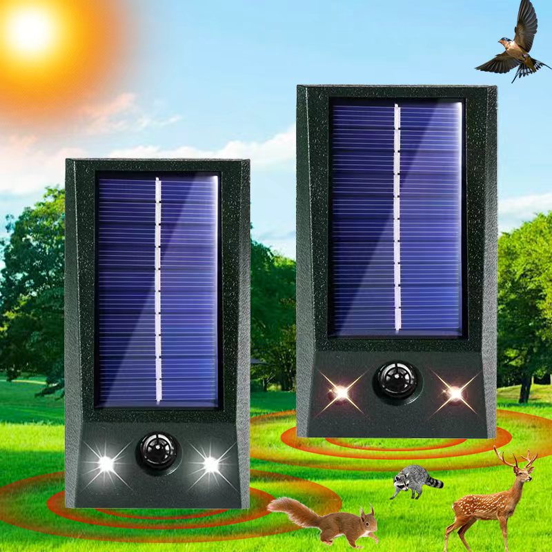 Repelente solar de animais, dissuasão ultrassônica, ajuste de dois modos, IP66, à prova d'água, adequado para pátio e jardim