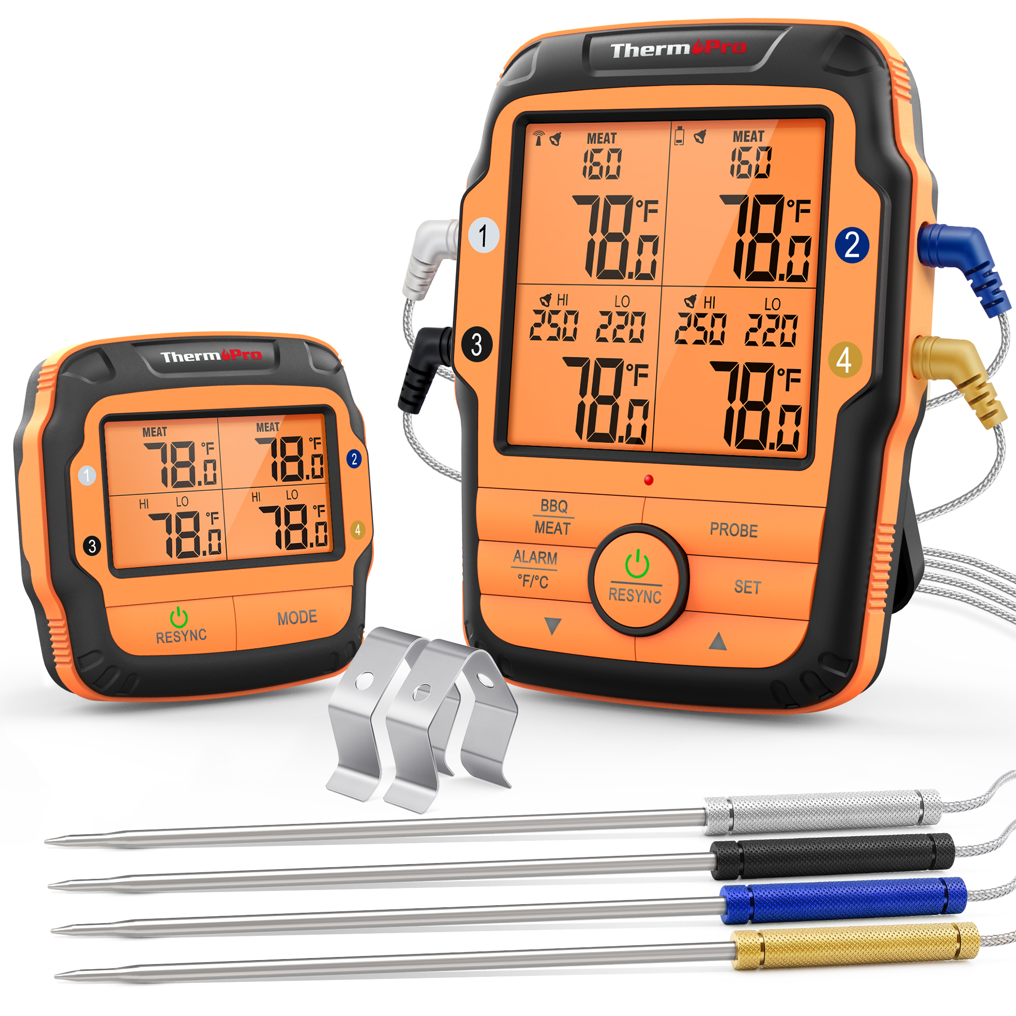 ThermoPro TP27C 150M bezprzewodowy zdalny zasięg podświetlenie duży wyświetlacz LCD 4 powlekane sondy kuchnia gotowanie mięsa termometr do piekarnika