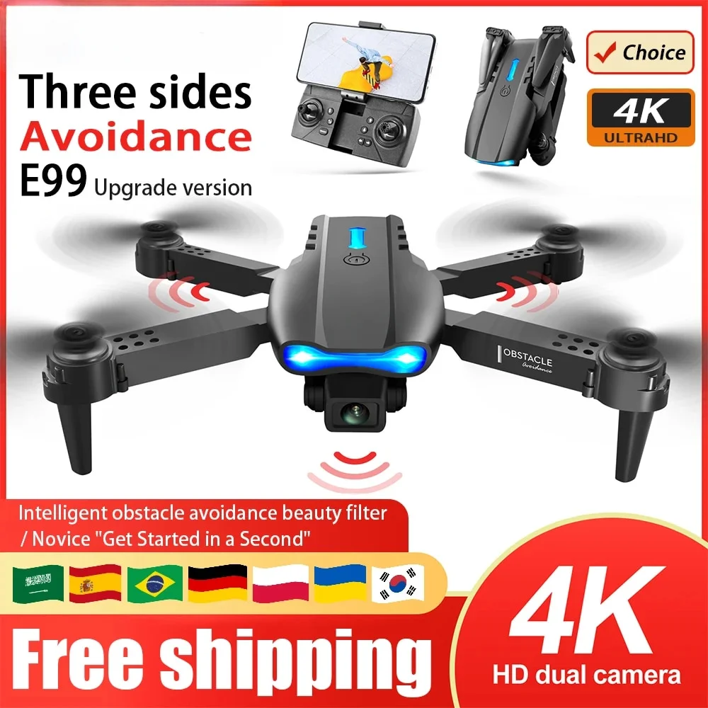 E99 พับ Drone Quadcopter รีโมทคอนโทรลจับเครื่องบินสี่แกน HD 4K การถ่ายภาพ UAV ระดับความสูง Fixation