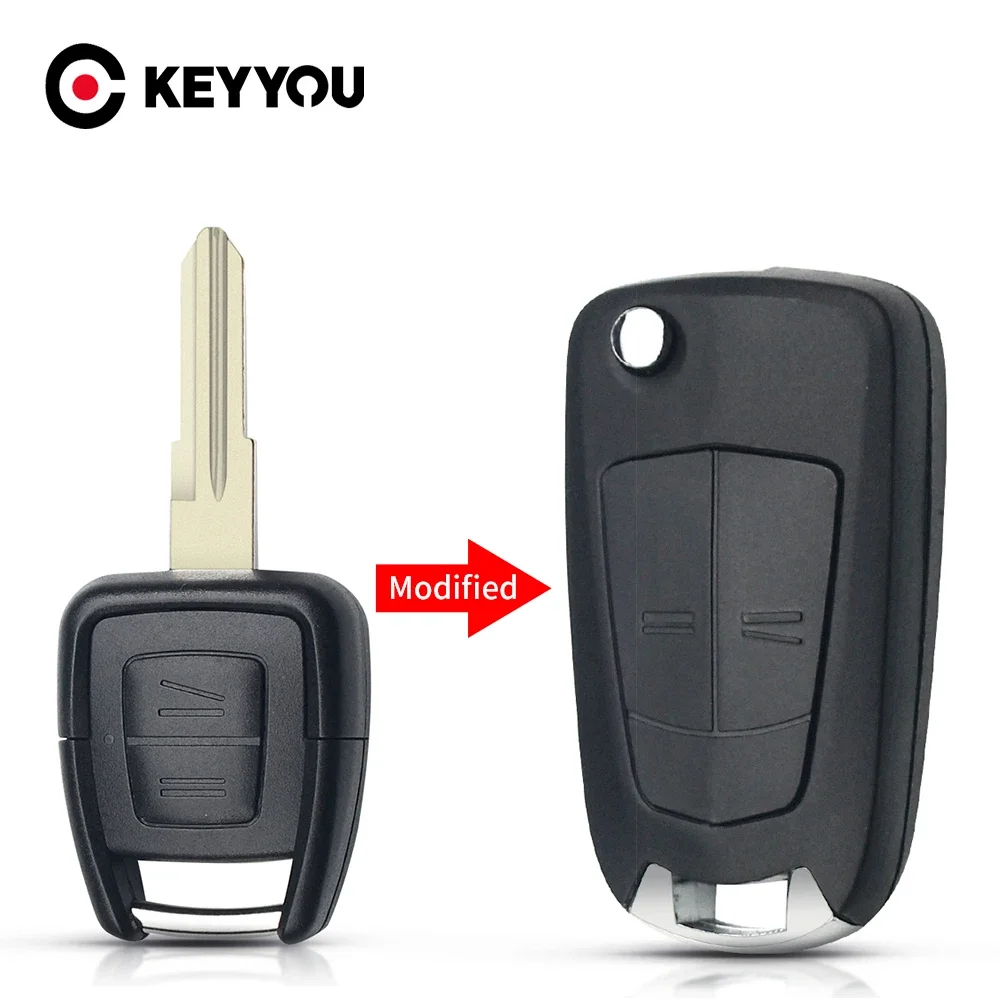 KEYYOU para Vauxhall Opel Astra Zafira Vectra Omega 2 botones reemplazo HU46 hoja funda para llave coche Flip carcasa de llave remota modificada