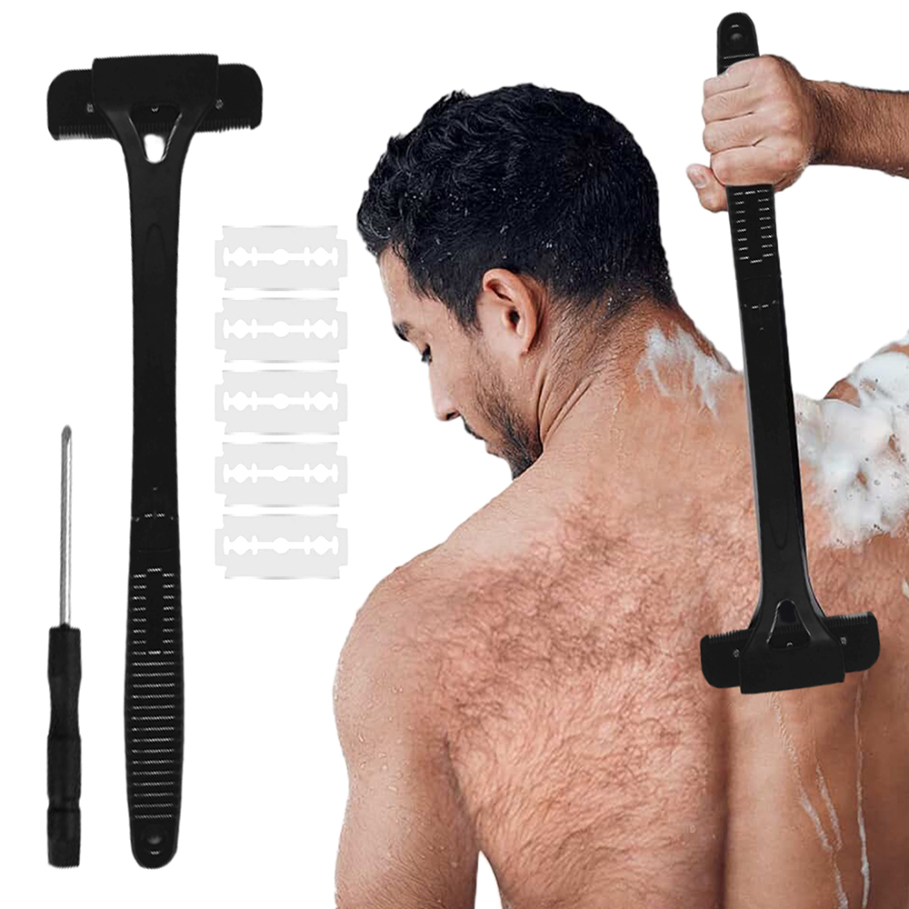 Afeitadora de pelo para hombre, afeitadora corporal de seguridad con mango largo, recortadora plegable, herramienta de afeitar para eliminación de piernas y cuerpo, maquinillas de afeitar