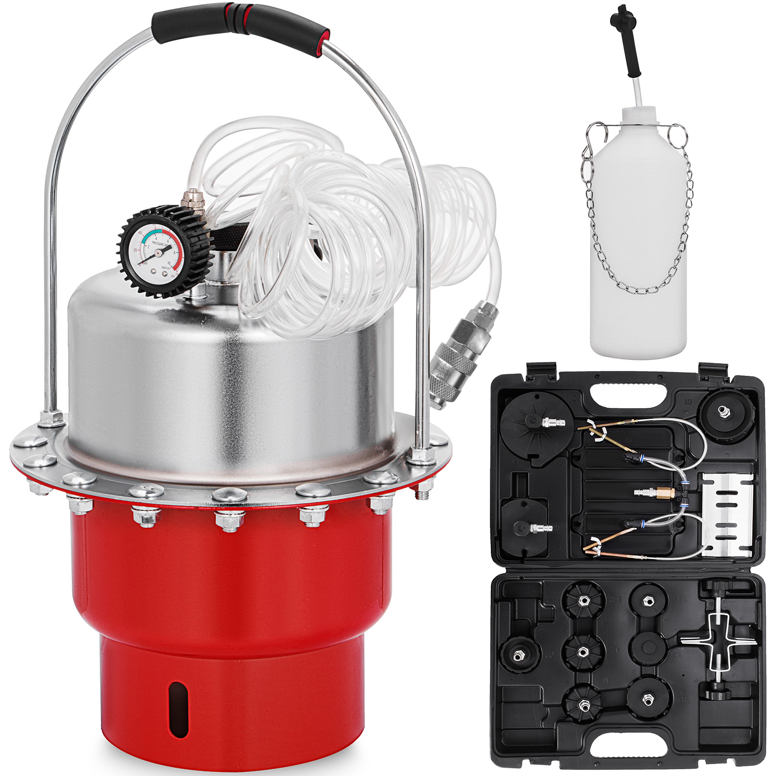 SucceBuy Pneumatische Luchtdruk Remontluchter Kit Auto Remvloeistof Olie Veranderen Tool Met 5L Tank voor Bloeden Rem & Koppeling Systeem
