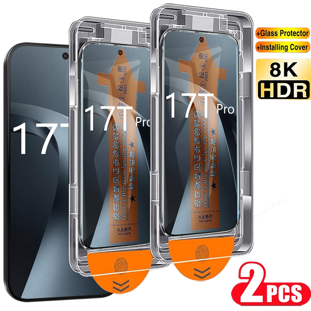 2 Stuks Gemakkelijk Installeren Auto-Dust Boxs Glas Voor Xiaomi 17T 14T Screen Protector Voor Xiaomi Mi 17T Pro stofvrij Gehard Glas