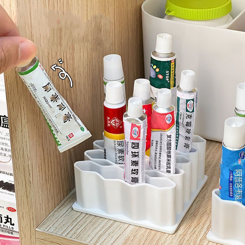 Suporte de pomada de mesa, material de silicone, rack de armazenamento de cosméticos, suporte de caneta, organizador de compartimento de pomada para casa