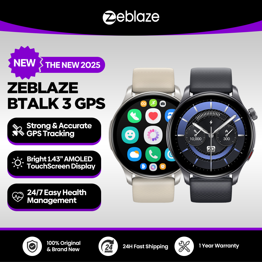 Nuevo Zeblaze Btalk 3 GPS Smartwatch pantalla AMOLED de 1,43 "doble correa Bluetooth llamadas reloj deportivo ritmo cardíaco SpO2 seguimiento del estrés