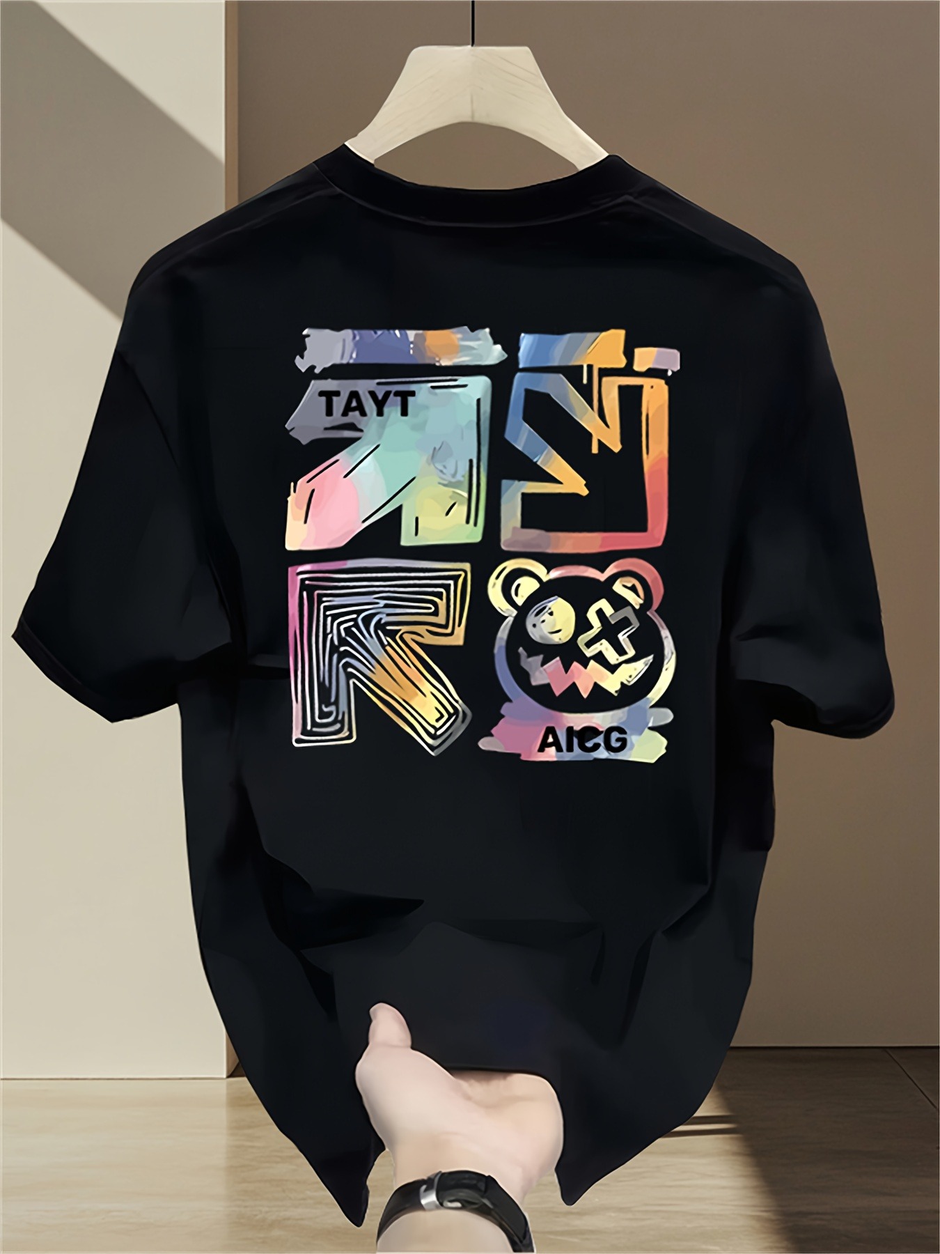 Camisa Masculina 100% Algodão, Adequada para Moda de Verão, Estampada, de Manga Curta, Casual, Multifuncional, Respirável e Moderna