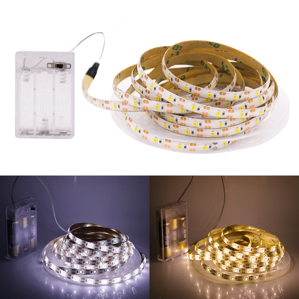 3AA Battery Power 5V LED Strip 2835 60LEDs/M Waterproof Flexible For TV Cabinet Background Lighting White Warm White 1M 2M 3M 5M
