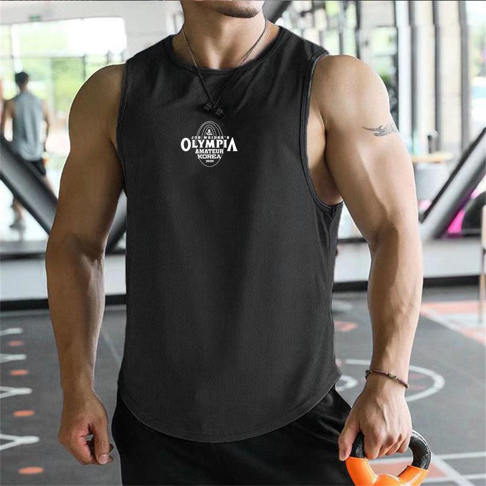 Canotta Estiva da Uomo per Ginnastica e Fitness, a Righe, Taglie Forti, Abbigliamento Sportivo da Bodybuilding