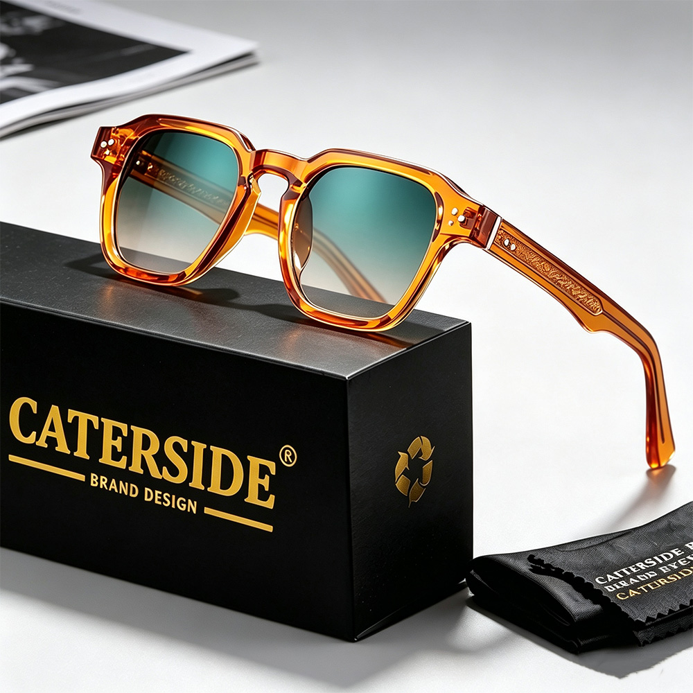 Okulary przeciwsłoneczne CATERSIDE Square Fashion męskie z wkładanymi zausznikami, luksusowe markowe okulary słoneczne damskie, idealne na podróże, plażę, imprezy, festiwale, prezenty.