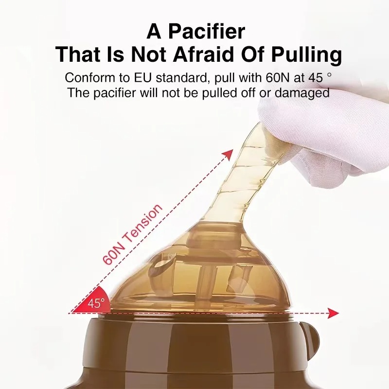 Butelka na mleko dla niemowląt 150ML/240ML z szerokim szyjką, silikonowa taśma, miękka imitacja mleka matki, zapobiegająca opuchlizniam, z uchwytem, dla dzieci w wieku 0-36 miesięcy