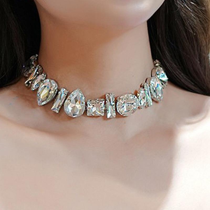 FYUAN – colliers ras du cou géométriques en cristal pour femmes, goutte d'eau, chaîne de clavicule, bijoux de déclaration, cadeaux