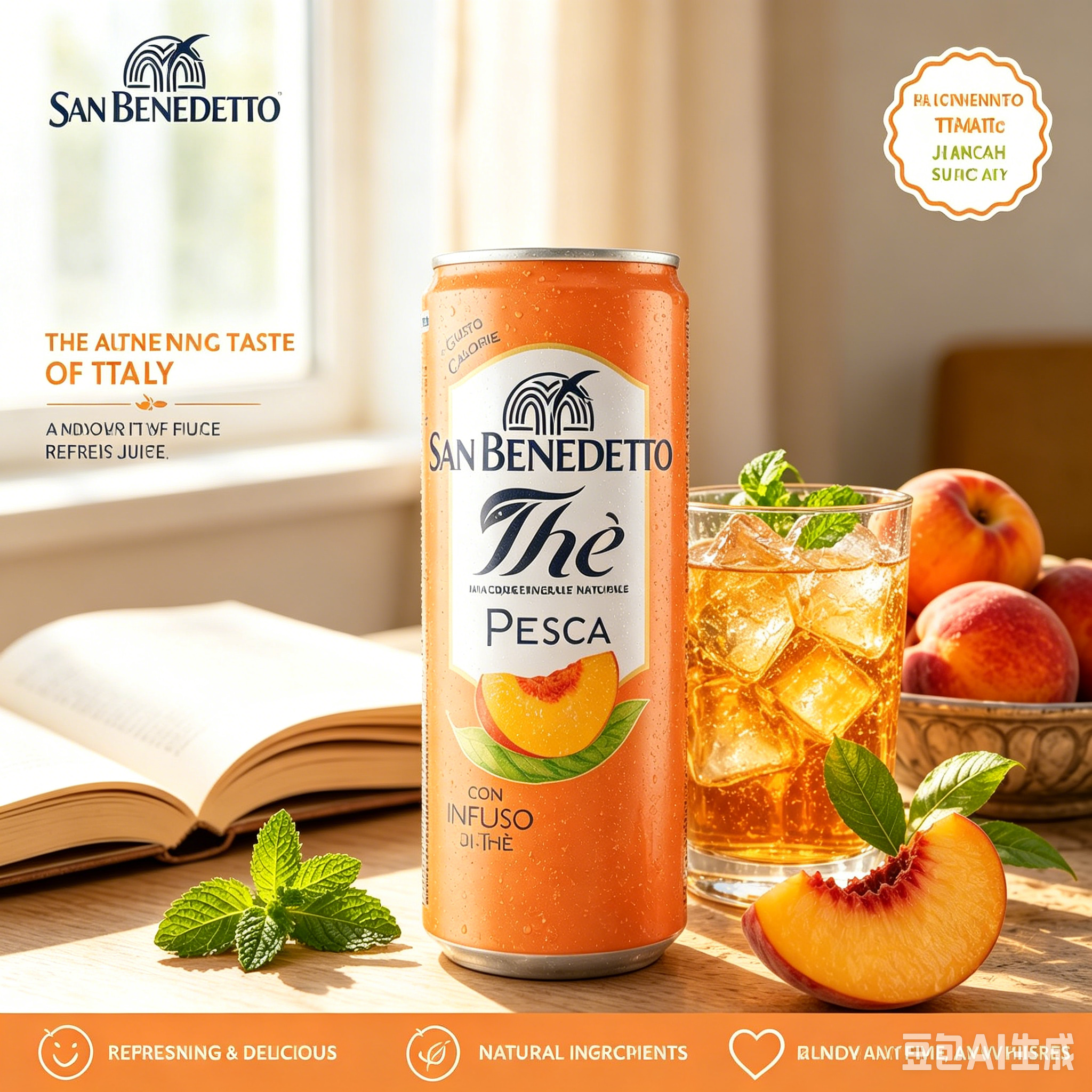 San Benedetto Fishing Tea Natuurlijk mineraalwaterbasis Verfrissende koude drank Handige verpakking 24 blikjes 330ml Onderweg flesjes ijsthee drank