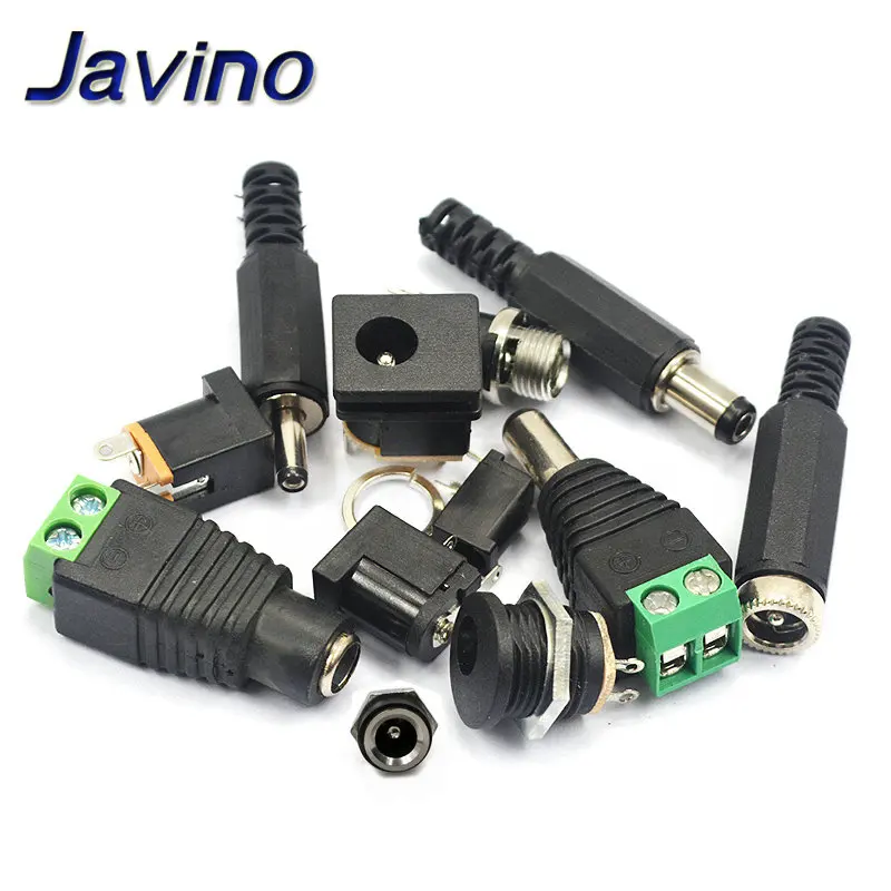 5 uds macho y hembra enchufe de alimentación CC 5,5*2,1 MM 5,5*2,5 MM 3,5*1,35 MM 5,5*2,1 conector adaptador Jack enchufe dorado DC-022B DC-025M