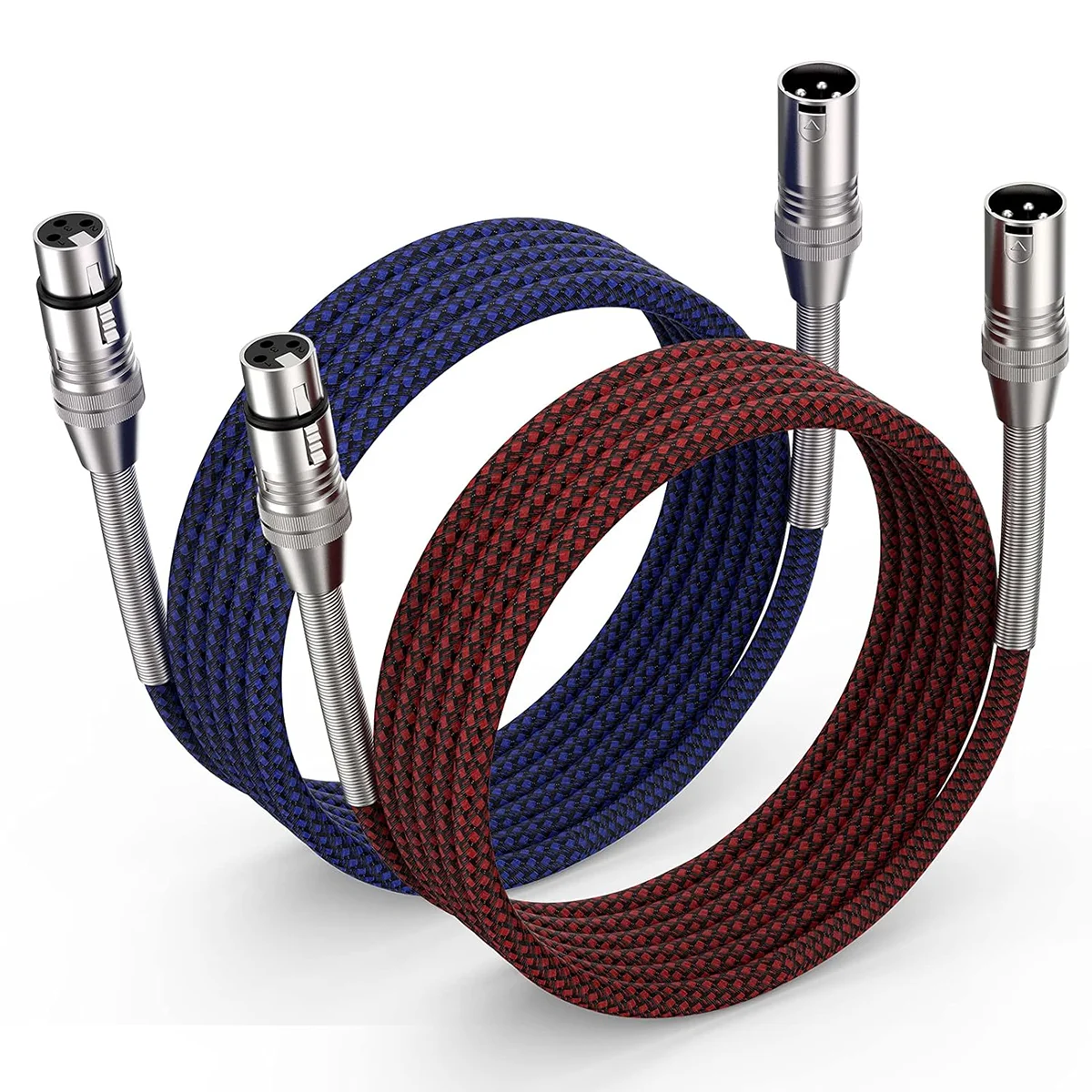 XLR kabel 2 pak 3 Pin seimbang XLR kabel tugas berat nilon dikepang XLR kabel Mic laki-laki ke Perempuan untuk Speaker mikrofon Mixer