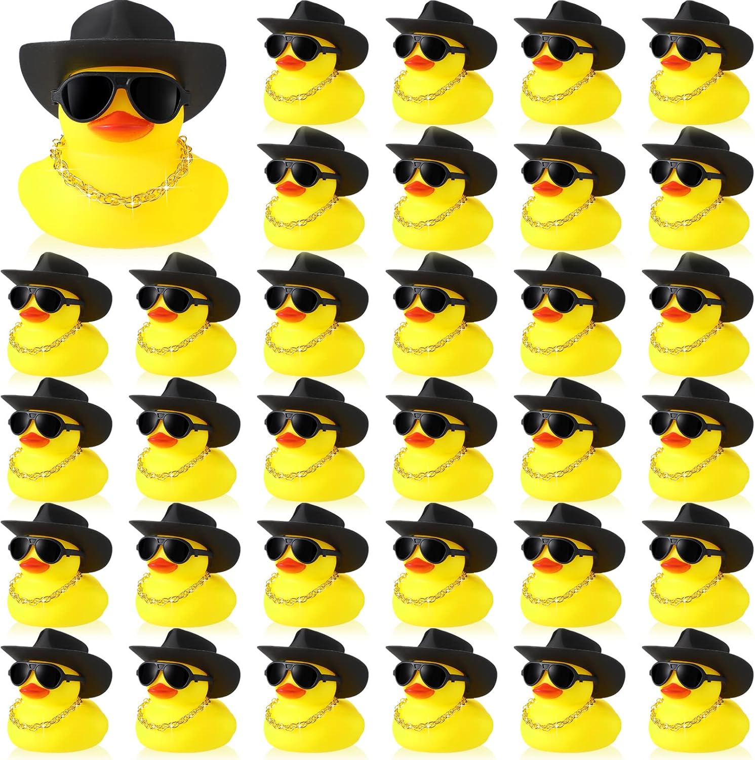 6/12/24 patos de goma vaqueros, mini patitos amarillos, juguete de baño, patitos pequeños, juguete para bañera con sombrero de vaquero, pañuelos paisley y gafas de sol