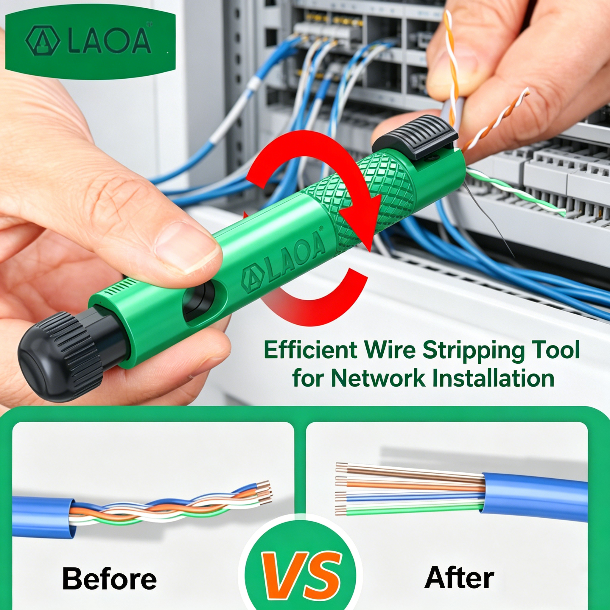 เครื่องมือแก้ไขสายเคเบิล LAOA สำหรับสาย Cat5/6/7 ช่วยจัดเรียงสายให้ตรง แยกสายคู่ และหวีสาย สำหรับติดตั้งหัวคริสตัล RJ45