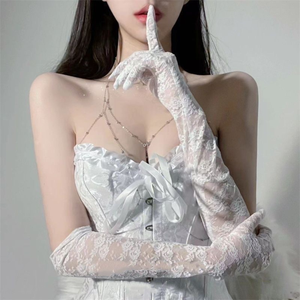 Girl Group Lolita Lace Gloves | Retro Sheer Mesh Sexy Photo Props | Wedding Dress Sleeves Cuffs | Women’s Styling Accessories