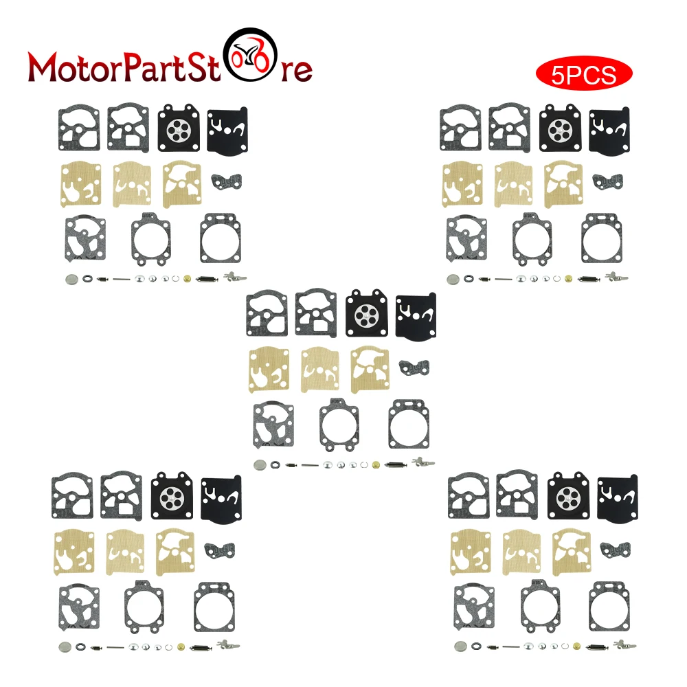 5 Sets Carb Carburetor Repair Rebuild Kit Diaphragm Gasket for Walbro K20-WAT WA & WT Echo Stihl 021 023 025 017 026 MS 210 230