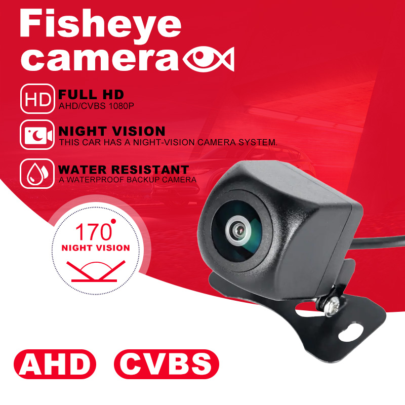 170 °   Caméra de recul AHD grand angle pour voiture, résolution double 720P/1080P, vision nocturne IR améliorée, étanche, caméra de recul universelle