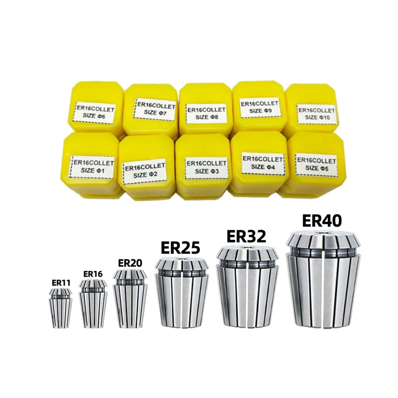 ER11 ER16 ER20 1/4 мм 6,35 мм 1/8 мм 3,175 мм 0,008 пружинная цанга высокоточный набор цанг для гравировального станка с ЧПУ токарный станок