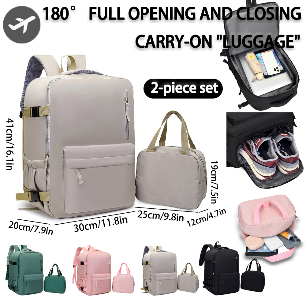 2ピース 40×30×20cm 180 °     フルオープンバックパックセット、旅行、ビジネス、学校、毎日の通勤に最適な大型キャリーオントートバッグ付き