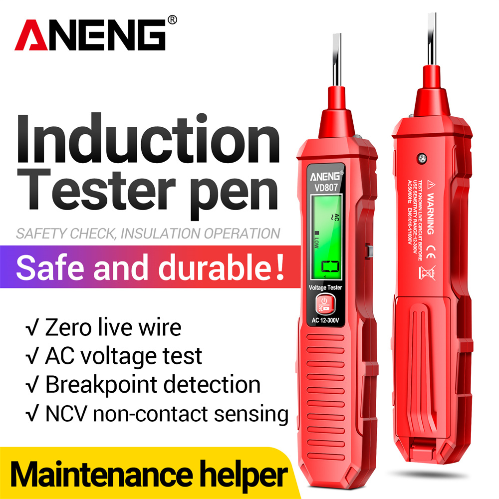 ANENG VD807 一言誘導テスターポータブル 50/60Hz スマート電気ペン NCV センサー AC 12-300V 非接触ワイヤー検出ツール