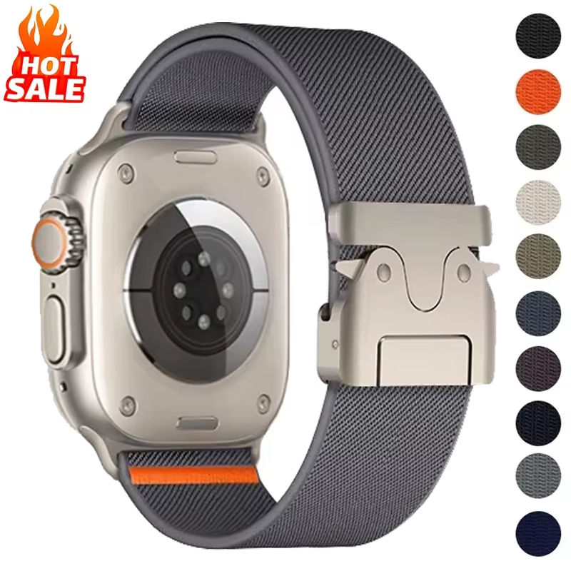 Sangles de parachute pour Apple Watch Ultra 2, bracelet 49mm 46mm 42mm 44mm 45mm 40mm 41mm, compatible avec les séries IWatch 10 9 8 7 6 3 SE