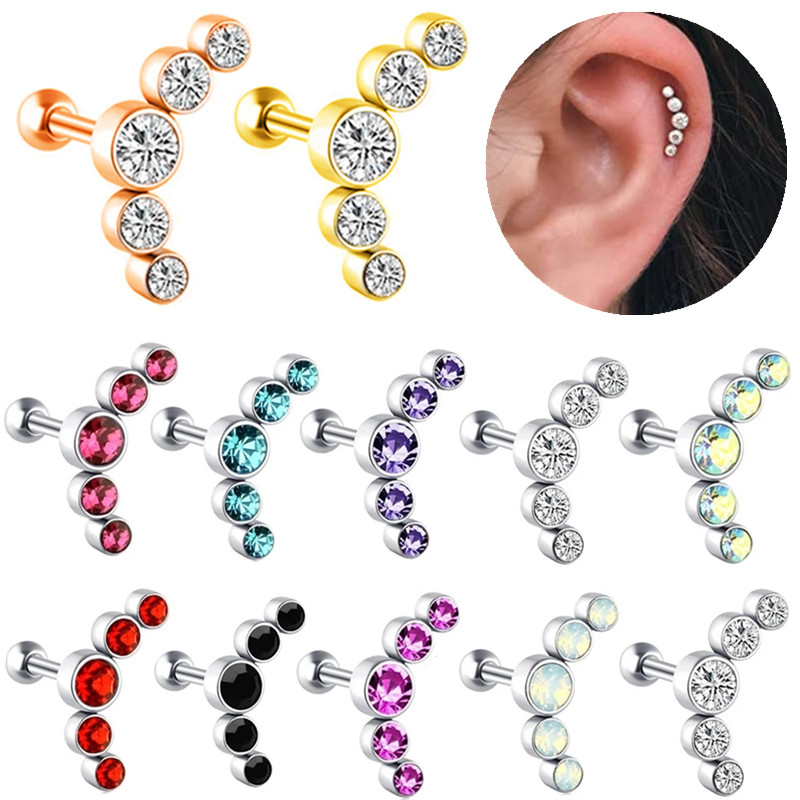 1 pz cristallo cartilagine piercing elica orecchino con perno bilanciere trago in acciaio inossidabile orecchini cluster Daith gioielli per le donne
