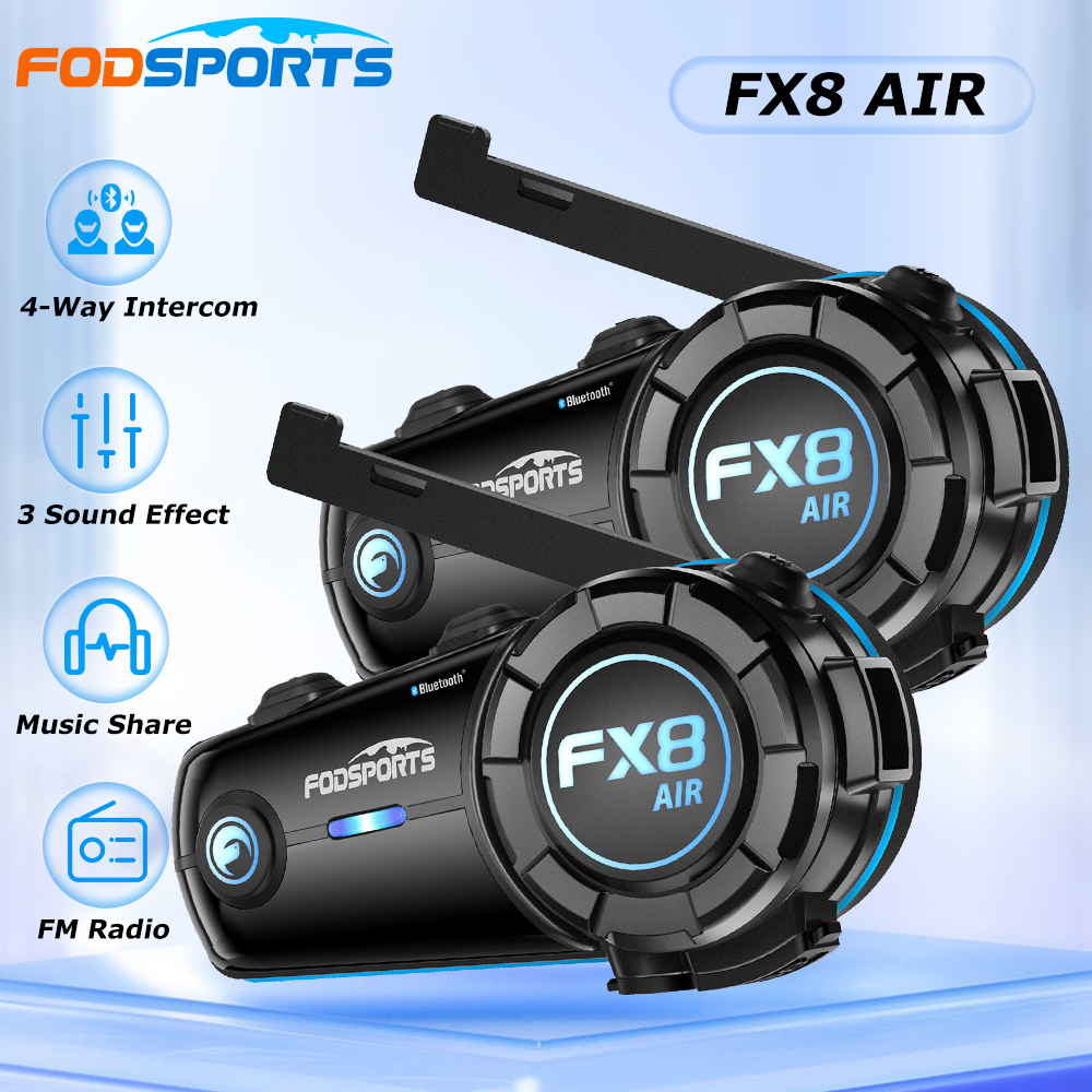 Fodsports FX8 Air Intercom Motorcycle Helmet Headset 4 Riders Bluetooth Headsets 1000m Moto Intercoms,Music Share,FM,Waterproof