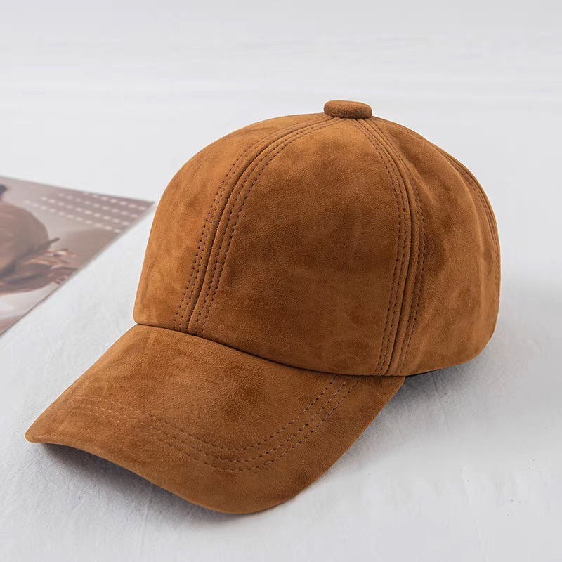 Topi Baseball Kulit Asli Suede Pria Terbaru 2025, Topi Duck Tongue Pria Muda dari Kulit Domba, Topi Bombe yang Dapat Disesuaikan