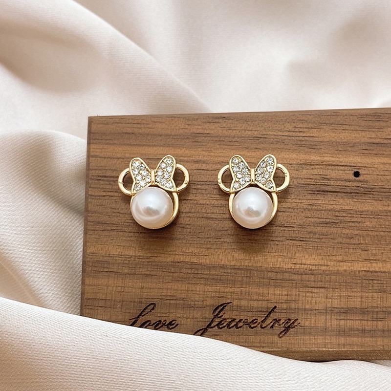 Boucles d'oreilles en perles de cristal coréen pour femmes, petit nœud Simple, à la mode, bijoux D'oreille, cadeau de mariage