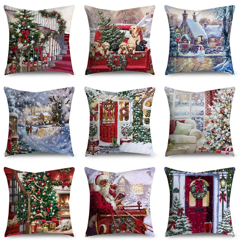 Capa de almofada de natal decorações de natal para casa 2024 feliz natal ornamento fronha natal navidad ano novo 2025 presentes