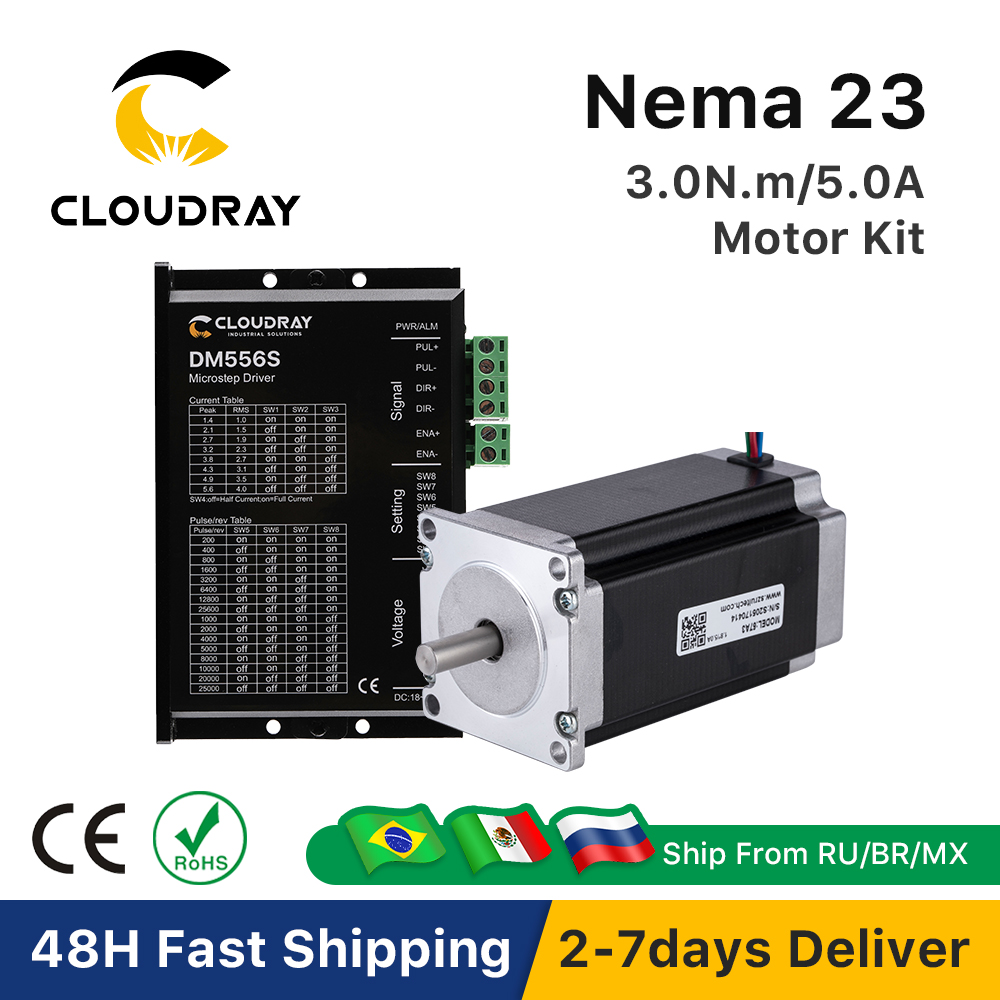Kit Motor Stepper Loop Terbuka Clounema Nema 23 2 Fase 3N. M 5,0 A 23CS30C-500 + DM556S untuk Printer 3D CNC Mesin Penggilingan Ukiran