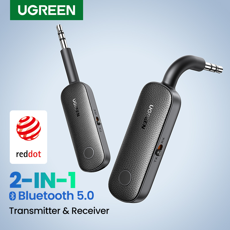 Trasmettitore e ricevitore Bluetooth 5.0 UGREEN, adattatore Wireless 3.5mm 2 in 1, per TV/sistema audio domestico/interruttore auto/Nintendo