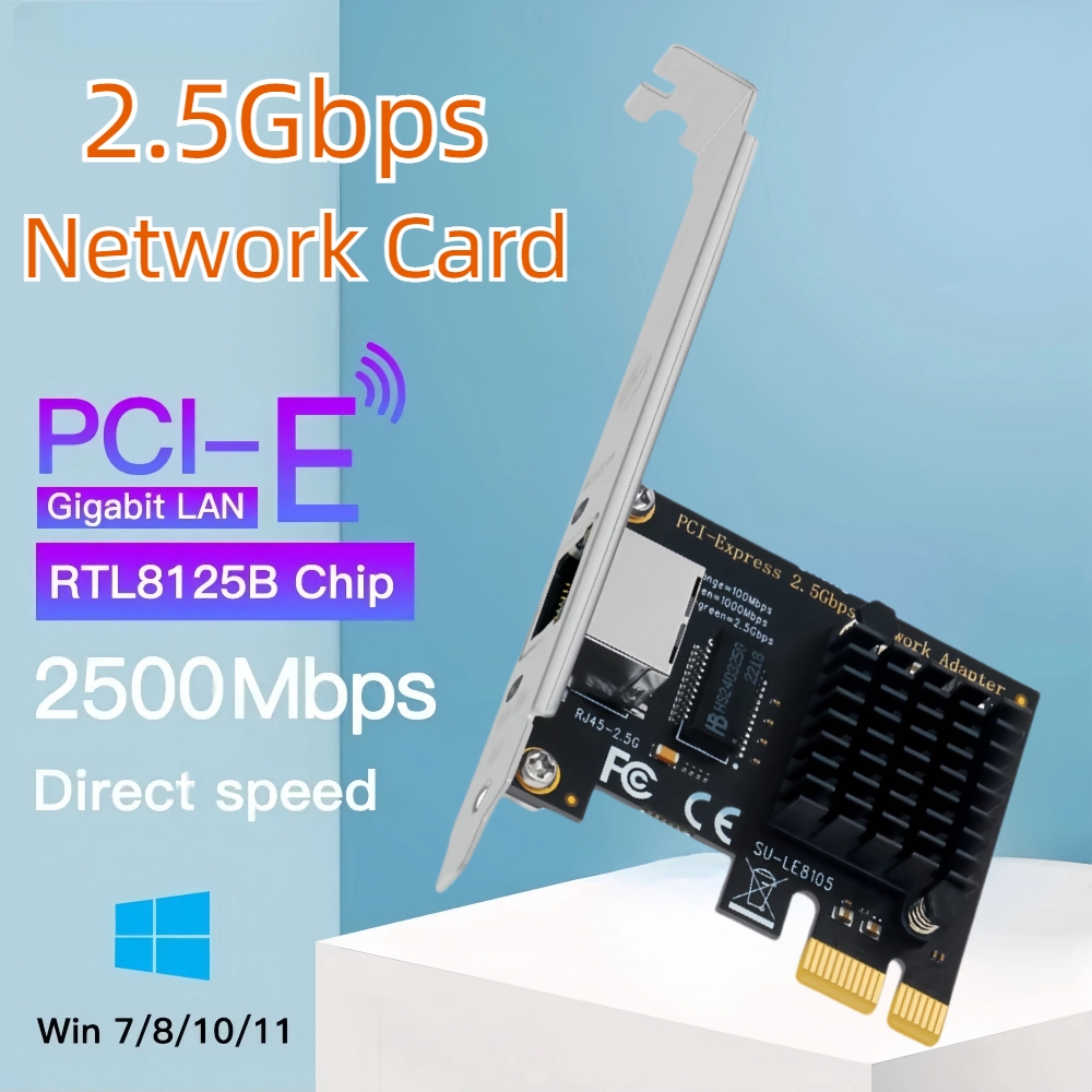 Сетевая карта PCI-E к RJ45, 2500 Мбит/с, чип RTL8125B, 100/1000 Мбит/с, 2,5 Гбит/с, Ethernet, проводной адаптер контроллера локальной сети для Win7/8/10/11