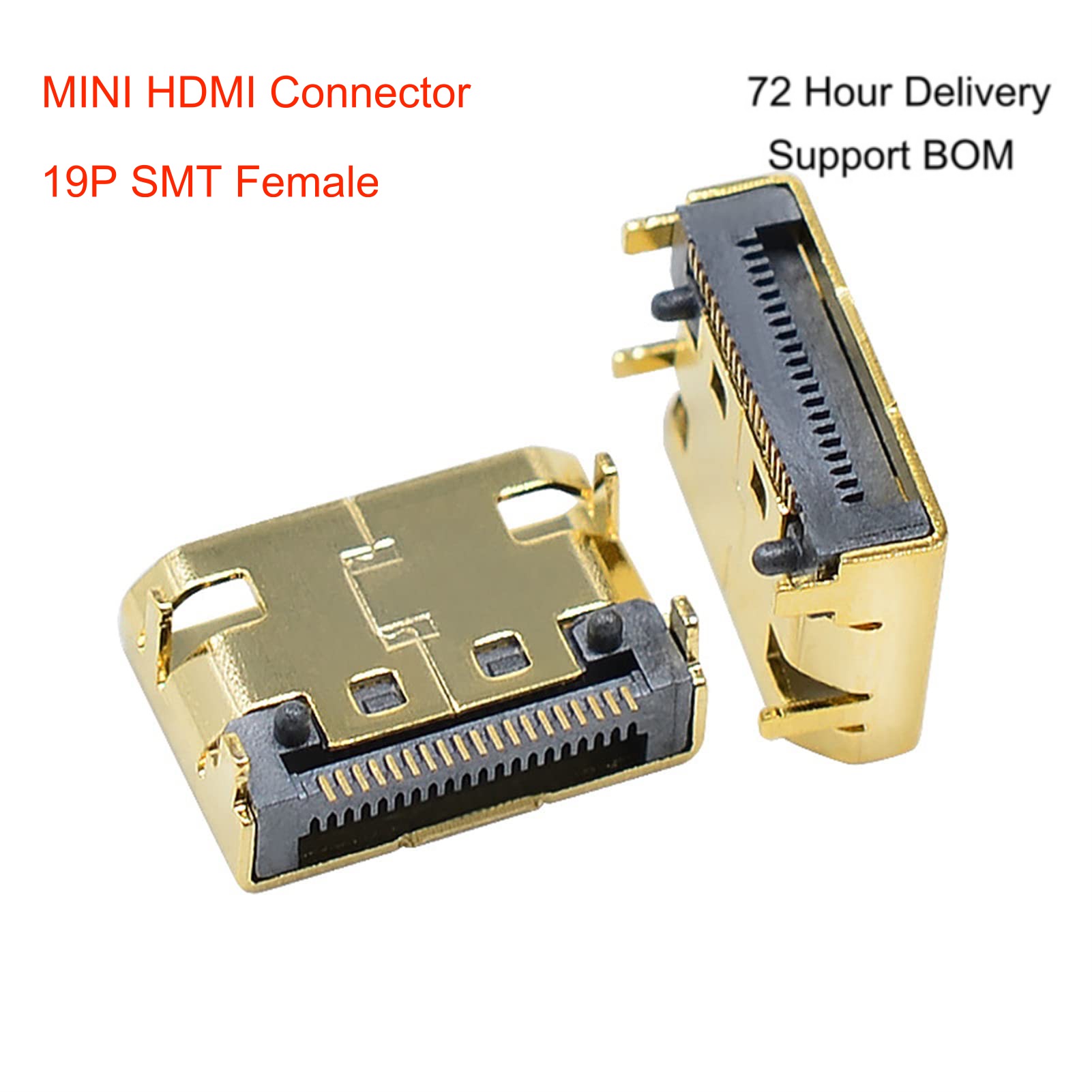 HDMI 19P-connector Mini HDMI vrouwelijk verguld 19-pins soldeerdraadconnectoren SMT-aansluiting