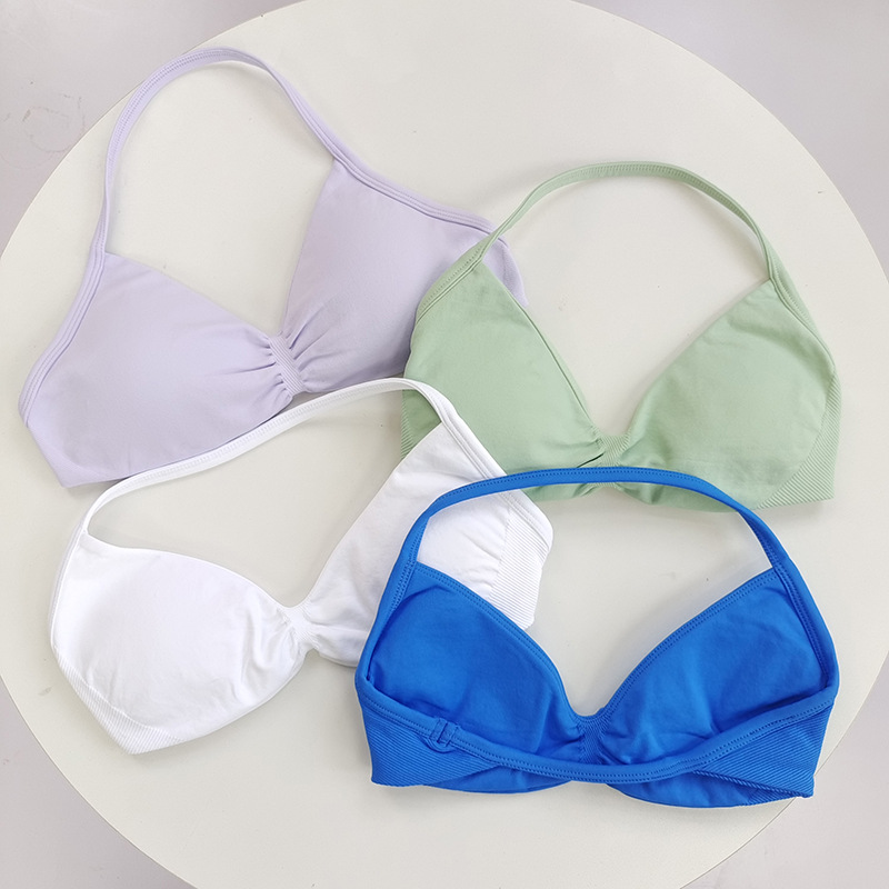 여성용 하이 서포트 레이스업 스포츠 브라 - 얇은 스트랩 캐미솔, 심리스, 타이트핏 푸쉬업 트레이닝 & 요가, 짐 탑