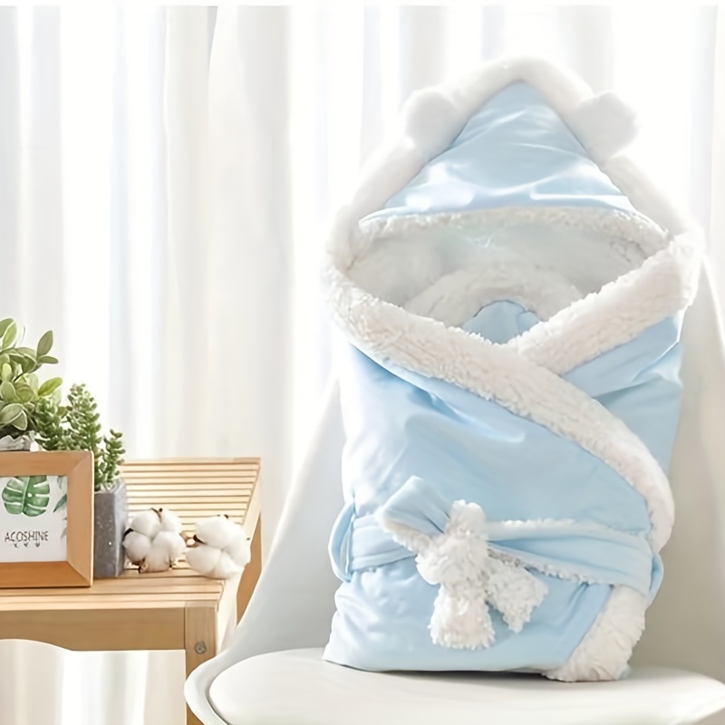 Cobertor de lã de veludo quente para bebê, cobertor de lã macio para recém-nascidos, conjunto de cama sólido, colcha de algodão, envoltório