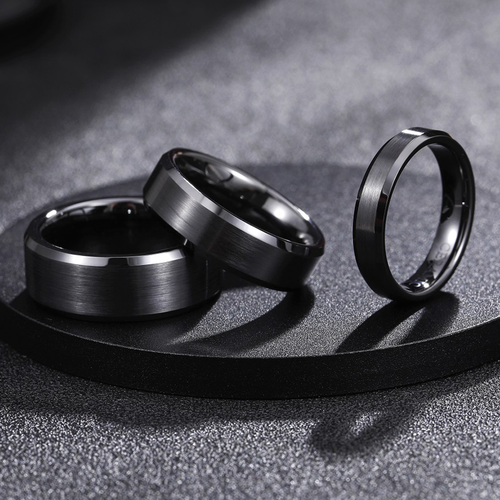Kolmnsta 4/6/8mm bague en céramique noire Anti-allergie hommes brossé Couple alliance bagues de fiançailles pour les femmes taille 4-15 Anel