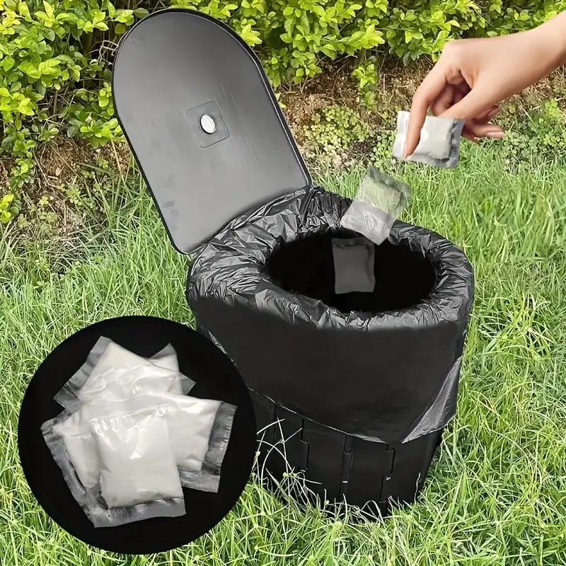 Pas besoin de déballage-[Portable |   Tabouret absorbant] toilettes portables d'extérieur, papier toilette de camping en sachet, c extérieur