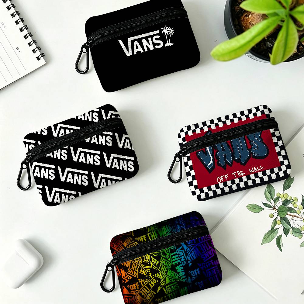 Mode V-VANS-s Mini Oxford stoffen portemonnee met karabijnhaak Draagbare sleutelkaartportemonnee Klein opbergzakje met ritssluiting