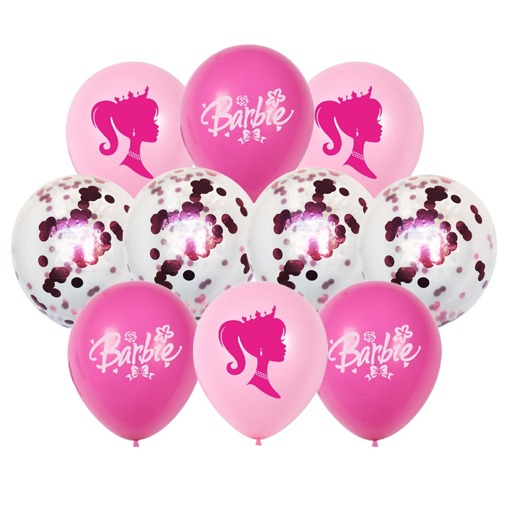 10 Uds. Globo estampado con patrón de niña, globos de látex rosas para fiesta temática Barbieed, decoración de cumpleaños y boda, globo de helio para bebé