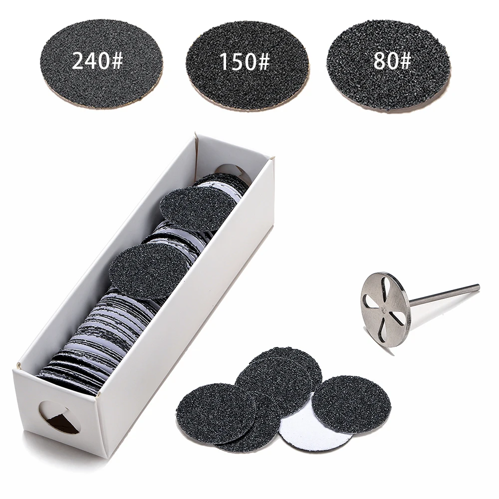 100 pezzi di carta abrasiva sostituibile con disco 25mm cuticola callo rimuovere strumento Pedicure carta vetrata Nail Drill Bit accessori