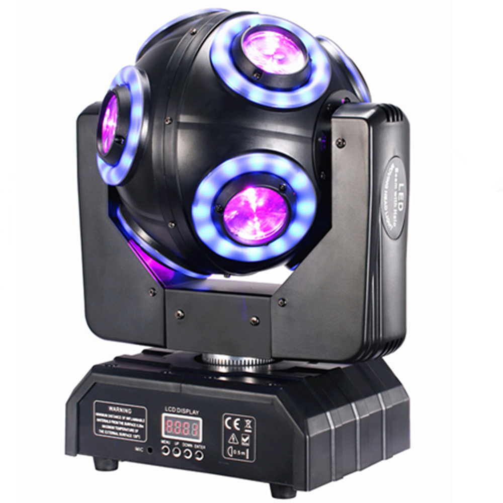 ไฟ LED 150w แบบเคลื่อนย้ายได้ 8x15W Beam Light พร้อมวงแหวนแสง RGBW 4in1 LED สำหรับงานดีเจ ปรับเอียงได้ สแกน 360 องศา °   เอเลี่ยน โรเทชั่น DMX 512 ดิสโก้ บาร์ ดีเจ