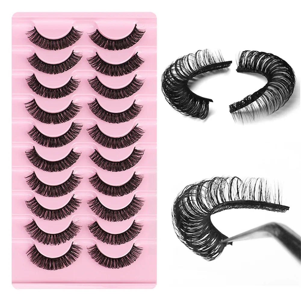 10 paires de cils à bande russe cils de vison moelleux 3D faux cils Volume russe faux cils