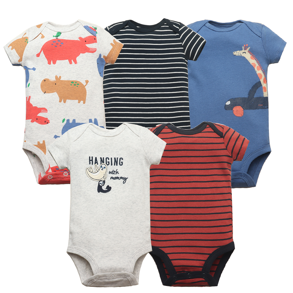Lote de 5 Bodys para Bebés, Niños y Niñas, 100% Algodón, Manga Corta, Ropa para Niños de 6 a 24 Meses, Ropa para Recién Nacidos, Mono para Bebés