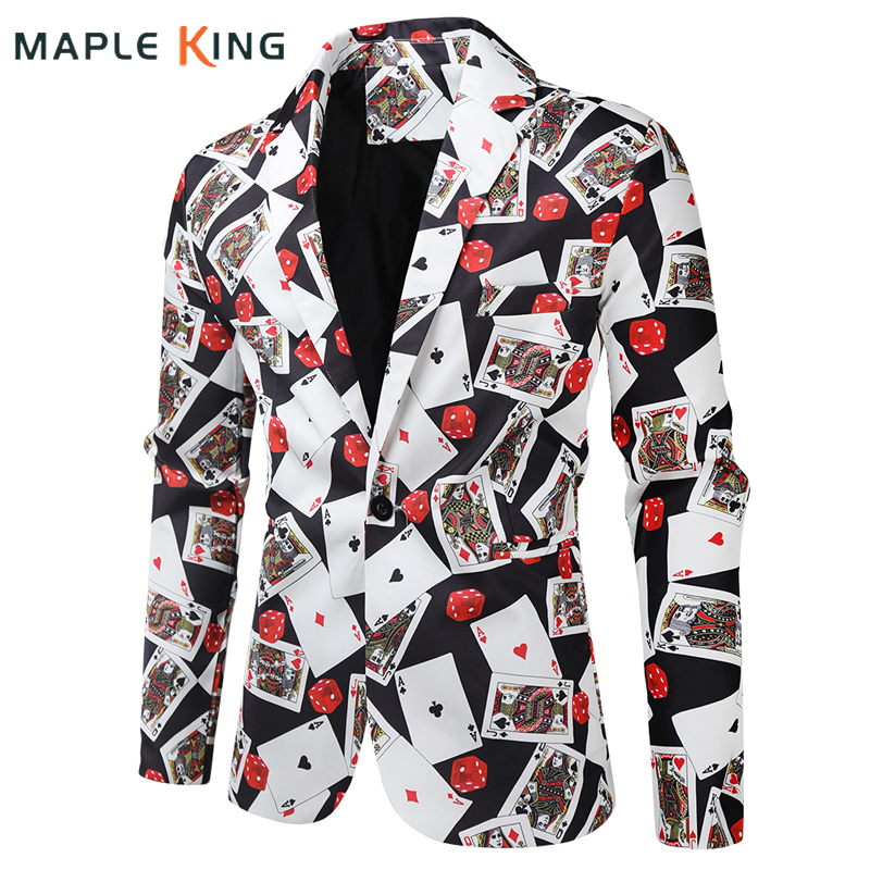 Chaqueta Blazer para hombre, abrigos, naipes, póker, estampado 3D, traje De fiesta, traje De lujo, ropa para hombre 2023 Veste Pour Homme