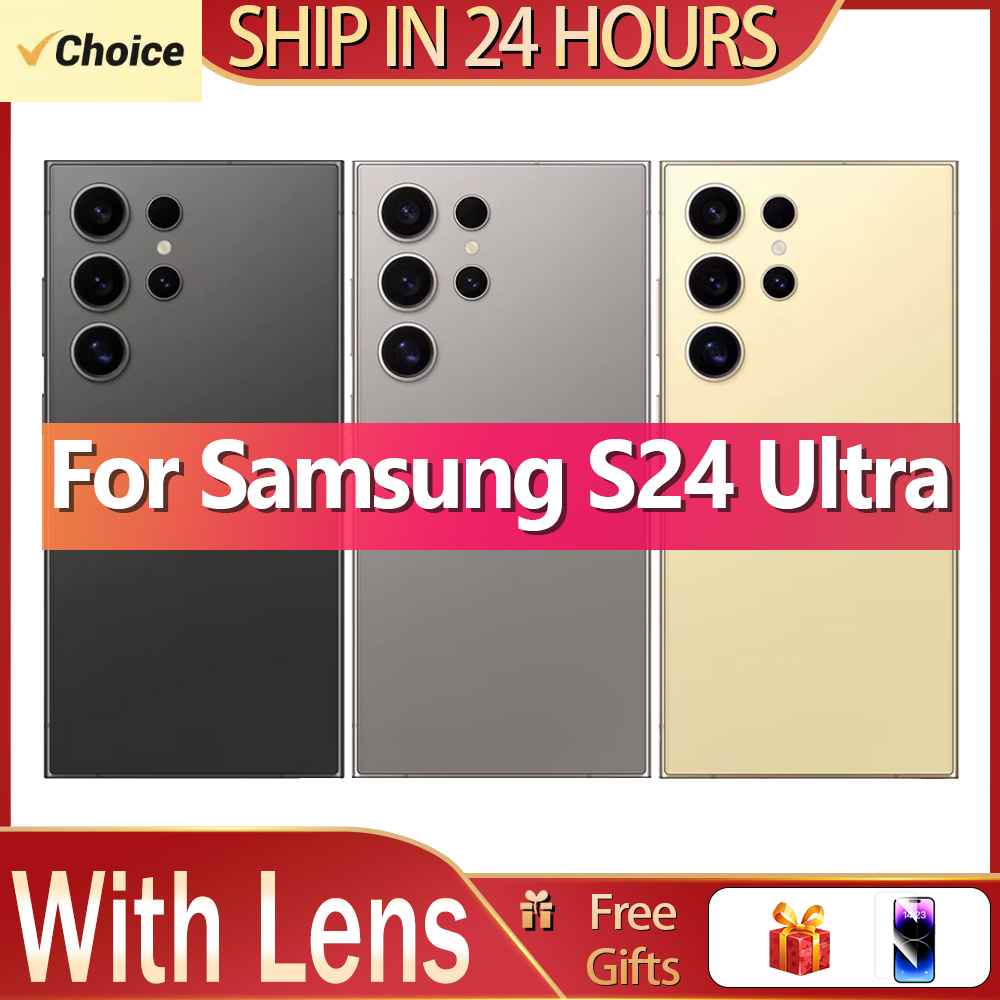 Para Samsung Galaxy S24 Ultra cubierta trasera de batería Panel de vidrio puerta trasera funda carcasa lente de cámara reemplazar