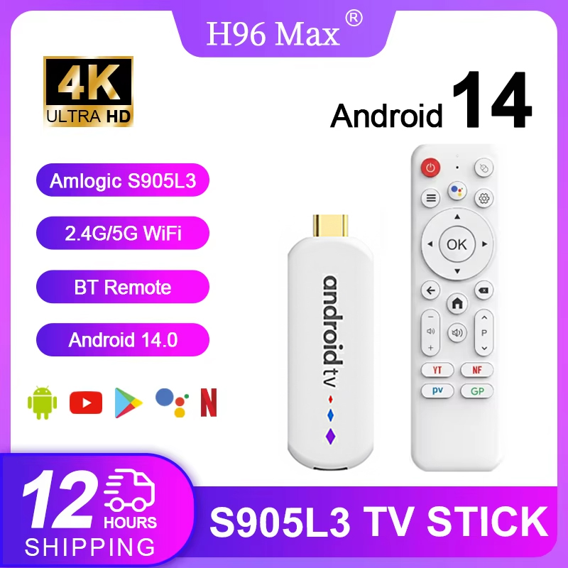 H96 MAX Amlogic S905L3 Androidtv 14,0 4Kx2k @ 30fps 2,4G/5G WiFi Dual BT4.0 + 100M Ethernet asistente de voz de Google Netflix tvbox