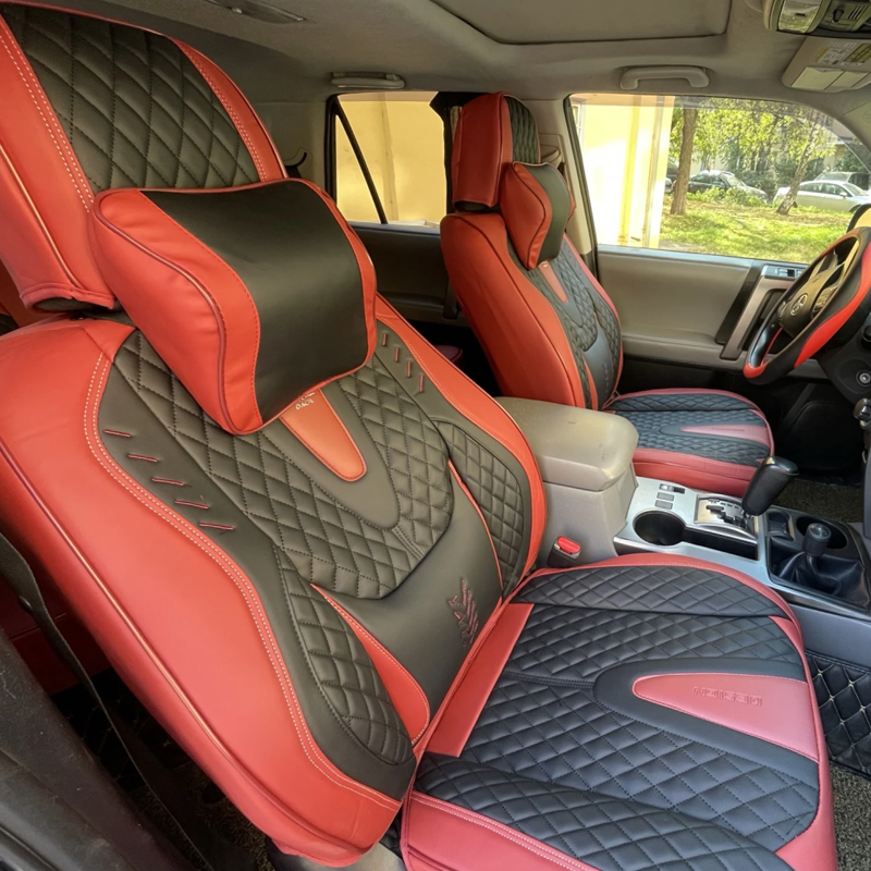 Sarung jok mobil Universal, sarung jok kulit berkualitas kisi berlian ECO tahan lama untuk Sedan SUV 5 tempat duduk Mobil 95%